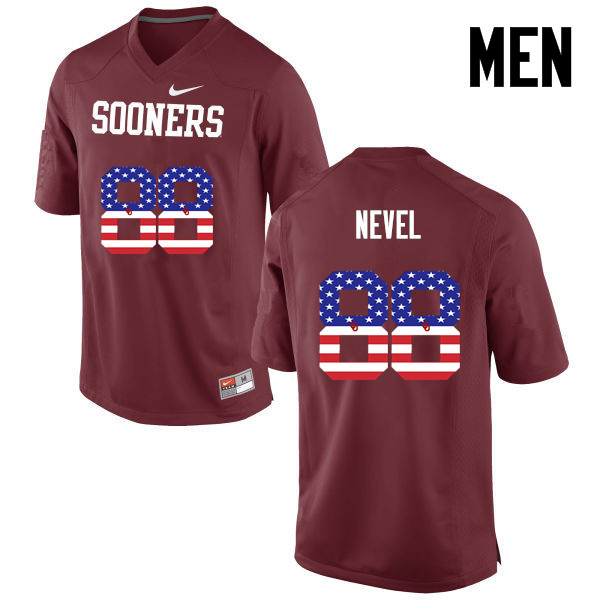 Men Oklahoma Sooners #88 Chase Nevel College Football USA Flag Fashion Jerseys-Crimson - Click Image to Close